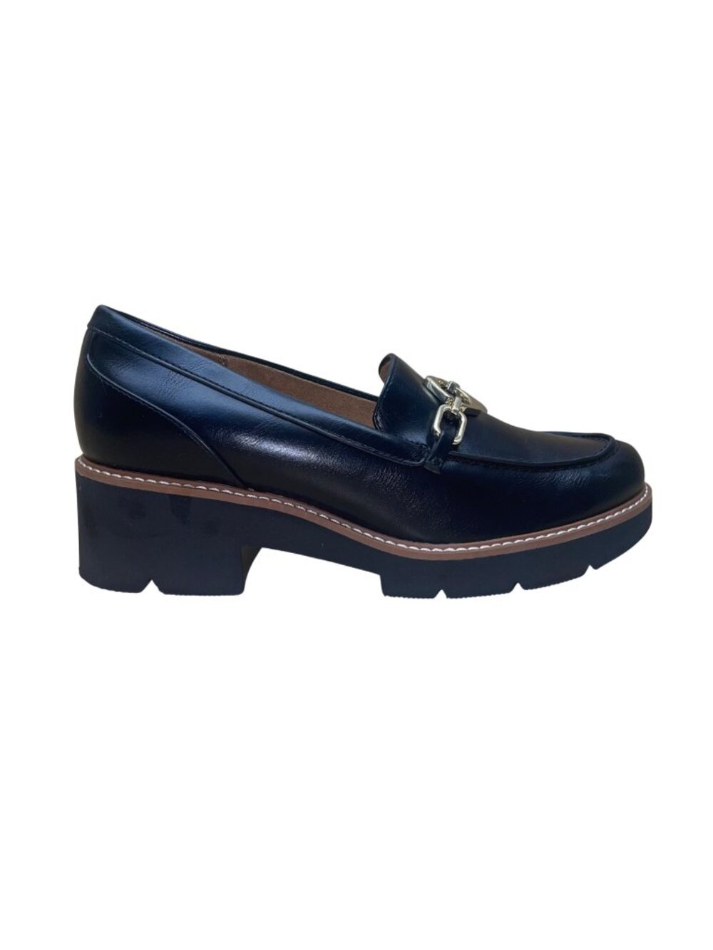 Naturalizer Women’s Black Leather Loafers Slip-On Heeled Semiformal Shoes Sz 7.5